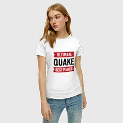 Футболка хлопковая женская Quake: таблички Ultimate и Best Player, цвет: белый — фото 2