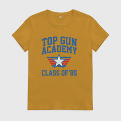 Футболка хлопковая женская TOP GUN Academy Class of 85, цвет: горчичный