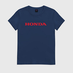 Футболка хлопковая женская HONDA ХОНДА LOGO спина, цвет: тёмно-синий