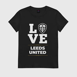 Футболка хлопковая женская Leeds United Love Classic, цвет: черный