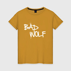 Футболка хлопковая женская Bad Wolf злой волк, цвет: горчичный