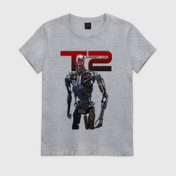 Футболка хлопковая женская Terminator 2 - T800, цвет: меланж