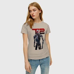 Футболка хлопковая женская Terminator 2 - T800, цвет: миндальный — фото 2