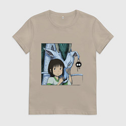 Футболка хлопковая женская Haku & Sen, цвет: миндальный