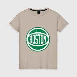Футболка хлопковая женская Boston Ball, цвет: миндальный