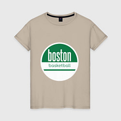 Футболка хлопковая женская Boston Basketball, цвет: миндальный