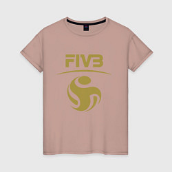 Футболка хлопковая женская FIVB ВОЛЕЙБОЛ ЛОГО, цвет: пыльно-розовый