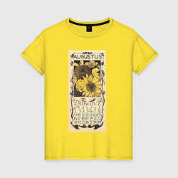 Футболка хлопковая женская Kalenderblad Augustus Met Zonnebloemen Винтажный к, цвет: желтый