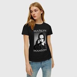 Футболка хлопковая женская Marilyn Manson фото, цвет: черный — фото 2