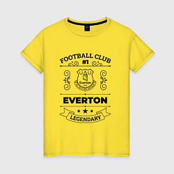 Футболка хлопковая женская Everton: Football Club Number 1 Legendary, цвет: желтый