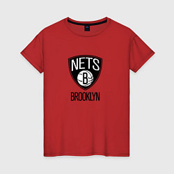 Футболка хлопковая женская Бруклин Нетс NBA, цвет: красный