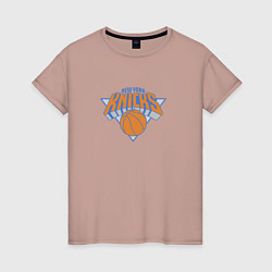 Футболка хлопковая женская Нью-Йорк Никс NBA, цвет: пыльно-розовый
