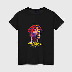 Футболка хлопковая женская Tupac Color, цвет: черный