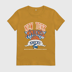 Футболка хлопковая женская NEW YORK KNIKS NBA, цвет: горчичный