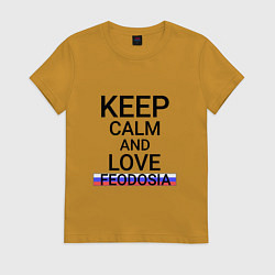 Футболка хлопковая женская Keep calm Feodosia Феодосия, цвет: горчичный