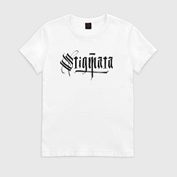Футболка хлопковая женская Stigmata логотип, цвет: белый