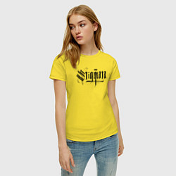 Футболка хлопковая женская Stigmata логотип, цвет: желтый — фото 2