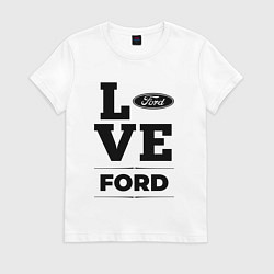 Футболка хлопковая женская Ford Love Classic, цвет: белый