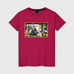 Футболка хлопковая женская Спрингфилд ГерникаСимпсоны в версии Герники, цвет: маджента