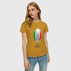 Футболка хлопковая женская 3d aerostat Italy flag, цвет: горчичный — фото 2