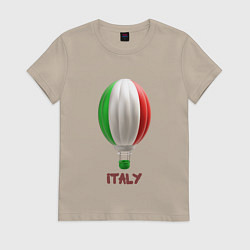 Футболка хлопковая женская 3d aerostat Italy flag, цвет: миндальный