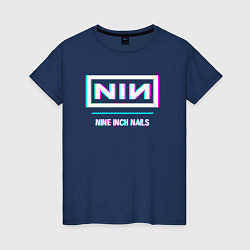 Футболка хлопковая женская Nine Inch Nails Glitch Rock, цвет: тёмно-синий