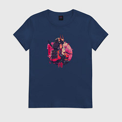 Футболка хлопковая женская Вишнёвый самурайSamurai, цвет: тёмно-синий