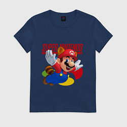 Футболка хлопковая женская SNES - Mario, цвет: тёмно-синий