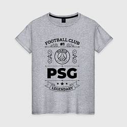 Футболка хлопковая женская PSG: Football Club Number 1 Legendary, цвет: меланж