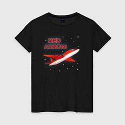Футболка хлопковая женская Красная Стрела Airplane, цвет: черный