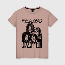 Футболка хлопковая женская Led Zeppelin Black, цвет: пыльно-розовый