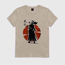 Футболка хлопковая женская Самурай Минимализм, цвет: миндальный