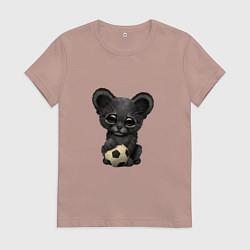 Футболка хлопковая женская Футбол - Пантера, цвет: пыльно-розовый