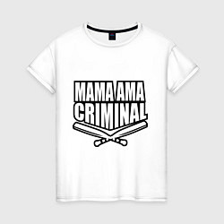 Футболка хлопковая женская Mama ama criminal, цвет: белый