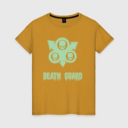 Футболка хлопковая женская Гвардия смерти Нургла винтаж лого, цвет: горчичный