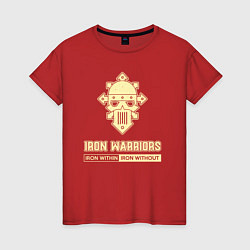 Футболка хлопковая женская Железные воины хаос винтаж лого, цвет: красный