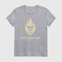 Футболка хлопковая женская Несущие слово хаос винтаж лого, цвет: меланж