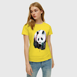 Футболка хлопковая женская Панда - акварель, цвет: желтый — фото 2