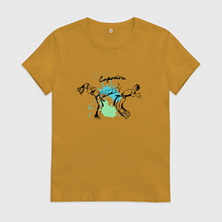 Футболка хлопковая женская Капоэйра боевой танец, цвет: горчичный
