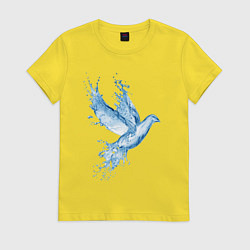 Футболка хлопковая женская Птица из воды - иллюзия, цвет: желтый
