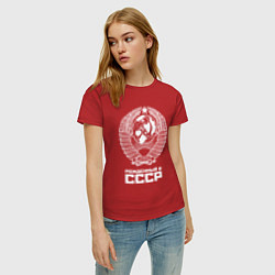 Футболка хлопковая женская Рожденный в СССР Союз Советских Социалистических Р, цвет: красный — фото 2