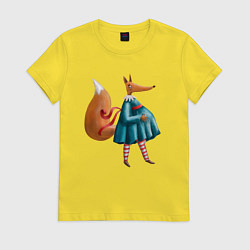 Футболка хлопковая женская Беременная лисица, цвет: желтый