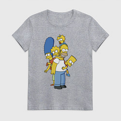 Футболка хлопковая женская Прикольная семейка Симпсонов, цвет: меланж