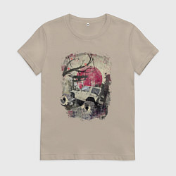 Футболка хлопковая женская Бездорожье Азия, цвет: миндальный