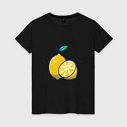 Футболка хлопковая женская Вкусные Лимончики, цвет: черный