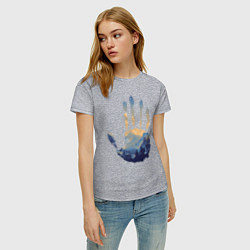 Футболка хлопковая женская Отпечаток ладони Кратоса, цвет: меланж — фото 2