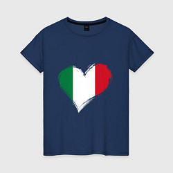 Футболка хлопковая женская Сердце - Италия, цвет: тёмно-синий