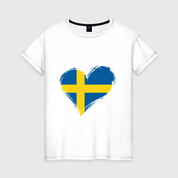 Футболка хлопковая женская Сердце - Швеция, цвет: белый