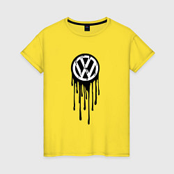 Футболка хлопковая женская Volkswagen - art logo, цвет: желтый