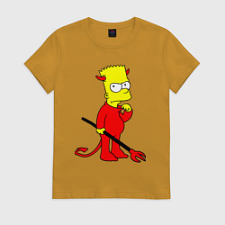 Футболка хлопковая женская Bart Simpson - devil, цвет: горчичный